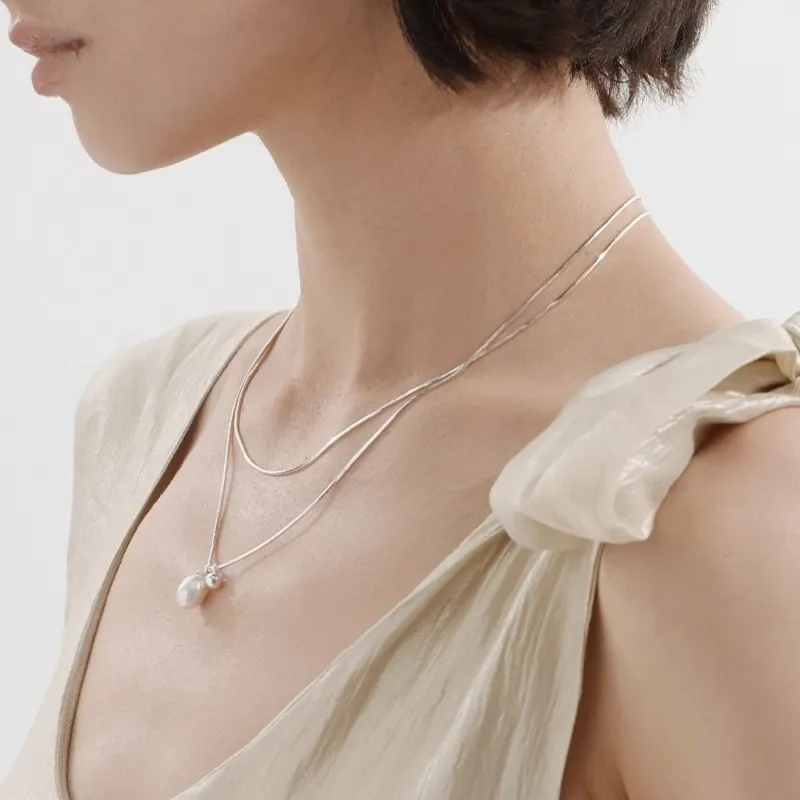 Di Su Xing 925 Silver Pearls Necklaces Women's-3