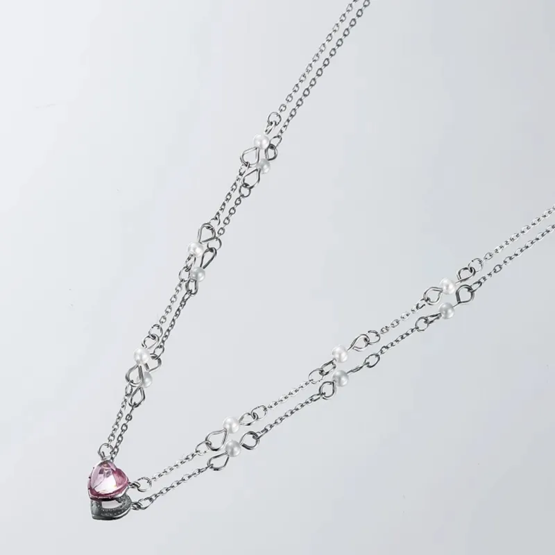 Di Su Xing 925 Sterling Silver Shell Pearl Zircon Necklaces Women's-4