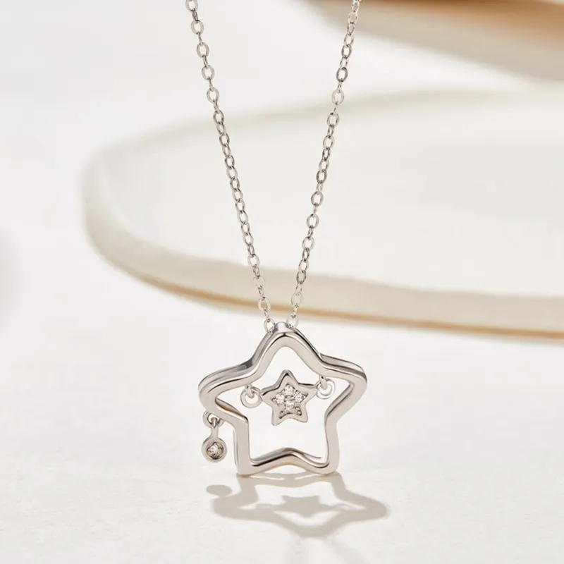 Di Su Xing 925 Silver Zircon Necklaces Women's-5
