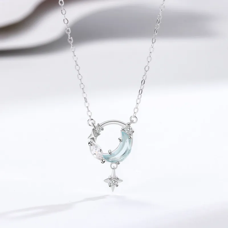Di Su Xing 925 Sterling Silver Zircon Necklaces Women's-4