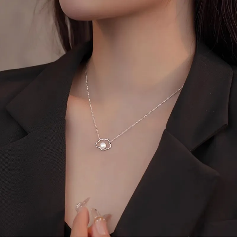 Di Su Xing 925 Silver Imitation Pearl Necklaces Women's-9