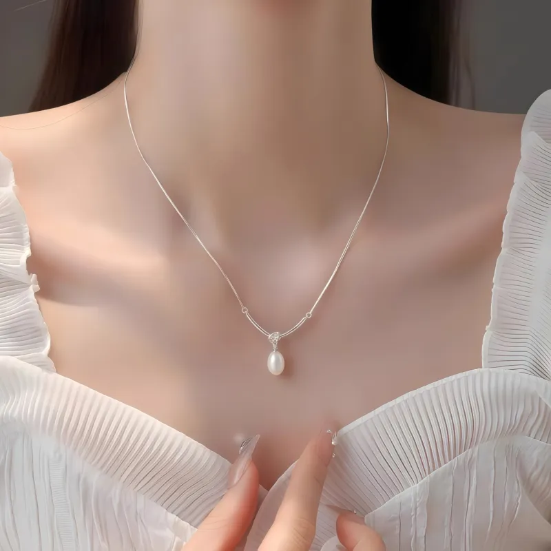 Di Su Xing 925 Silver Pearls Necklaces Women's-3