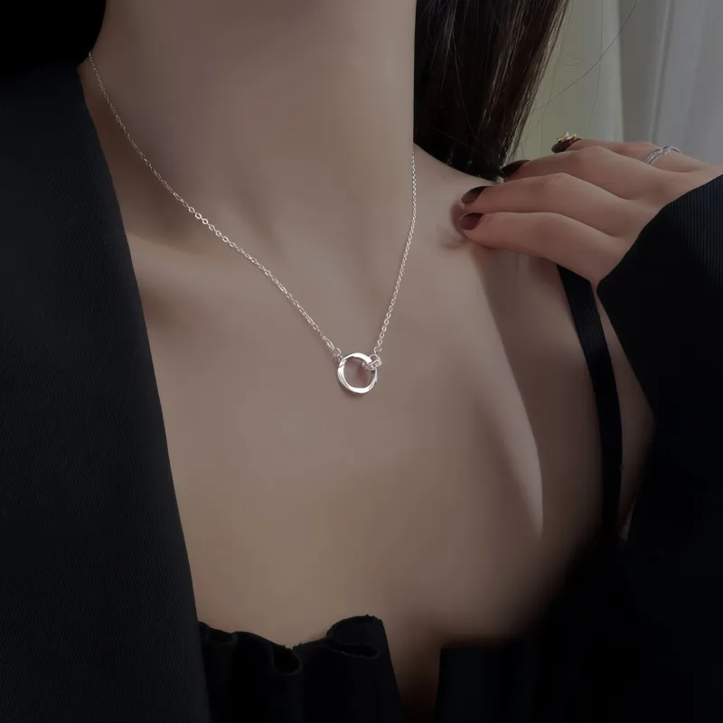 Di Su Xing 925 Silver Zircon Necklaces Women's-3