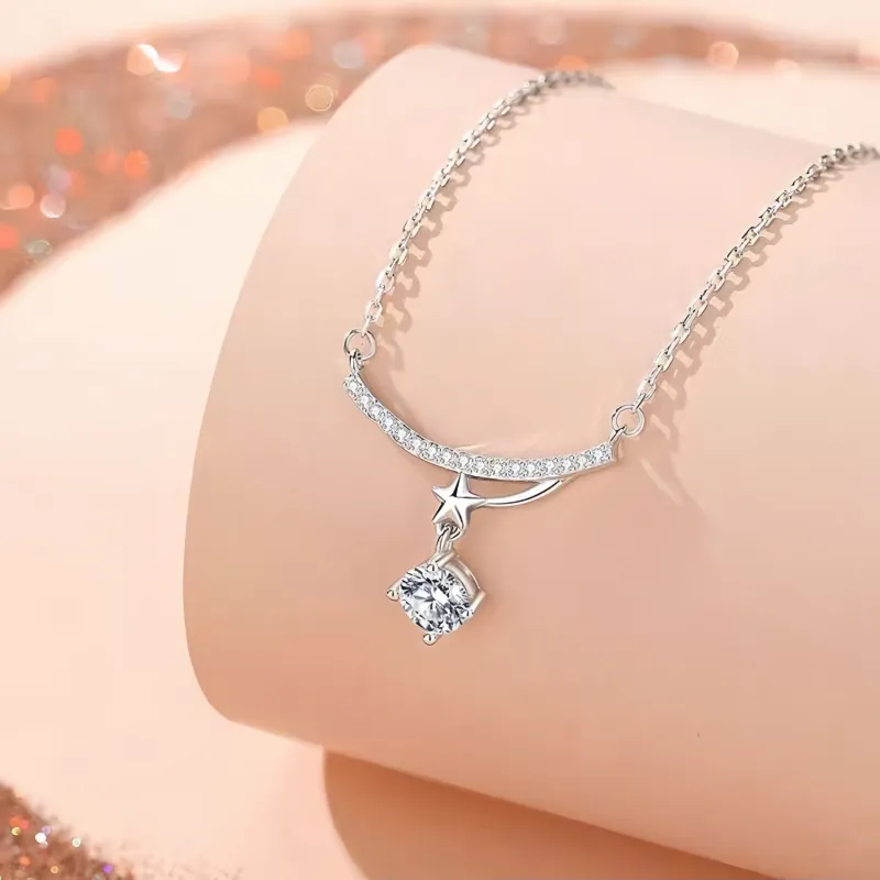 Di Su Xing 925 Sterling Silver Zircon Necklaces Women's-4