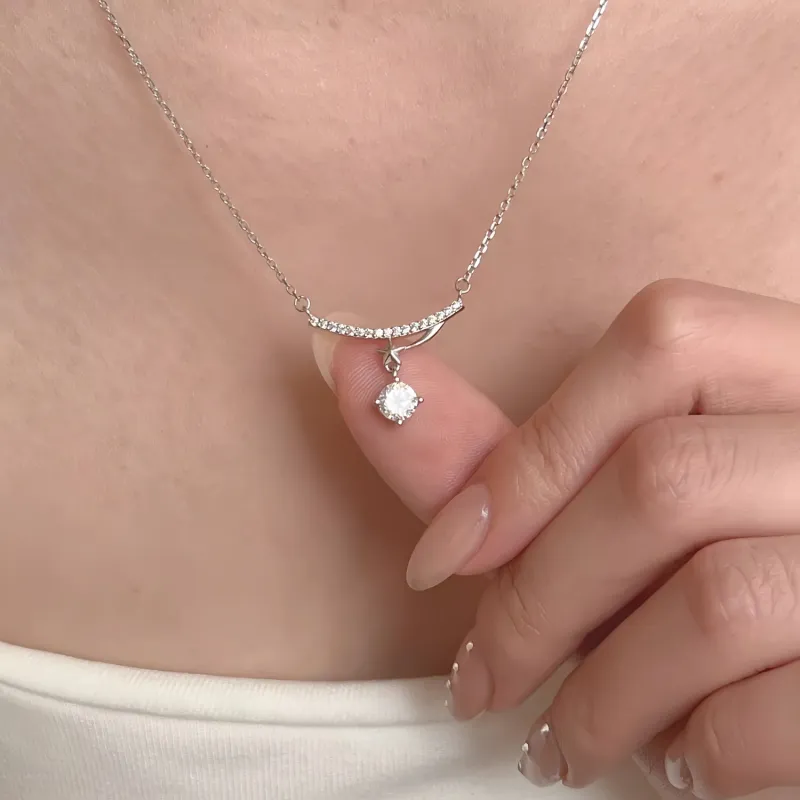 Di Su Xing 925 Sterling Silver Zircon Necklaces Women's-2