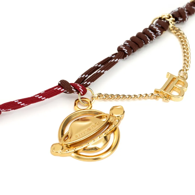 JELLYTOYBOY Zinc Alloy Braided String Artificial Leather Bag Accessory Pendant Unisex Brown-1