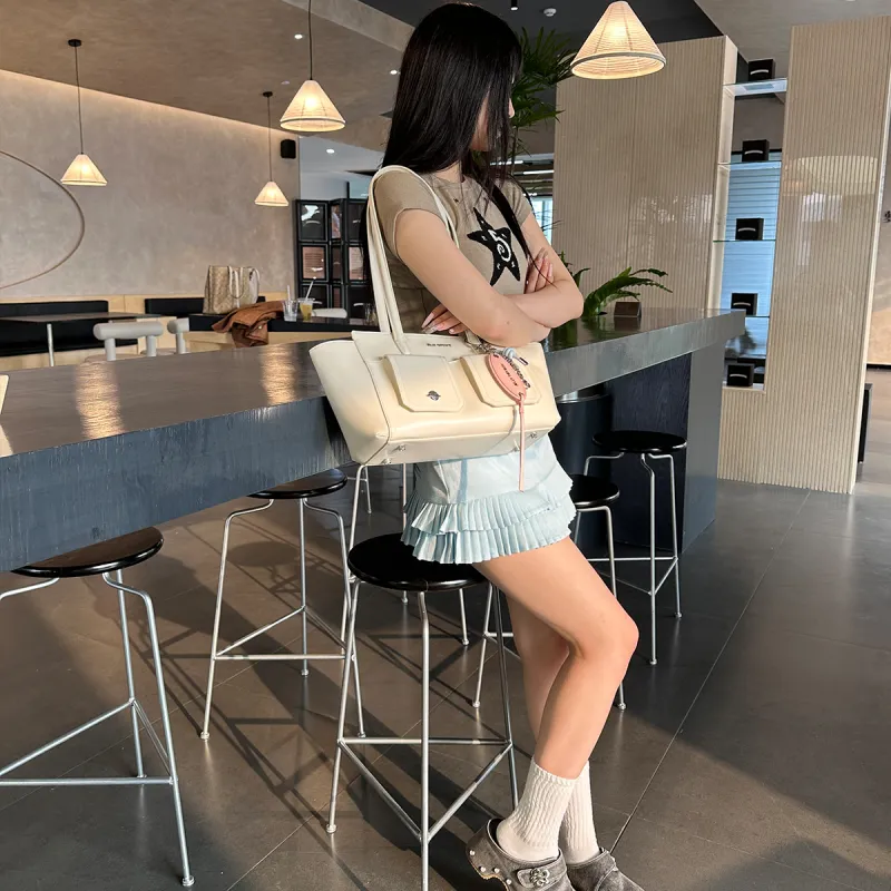 JELLYTOYBOY Artificial Leather Planet Frame Bag Small Size Portable/Shoulder Bag Women's Black/White-7