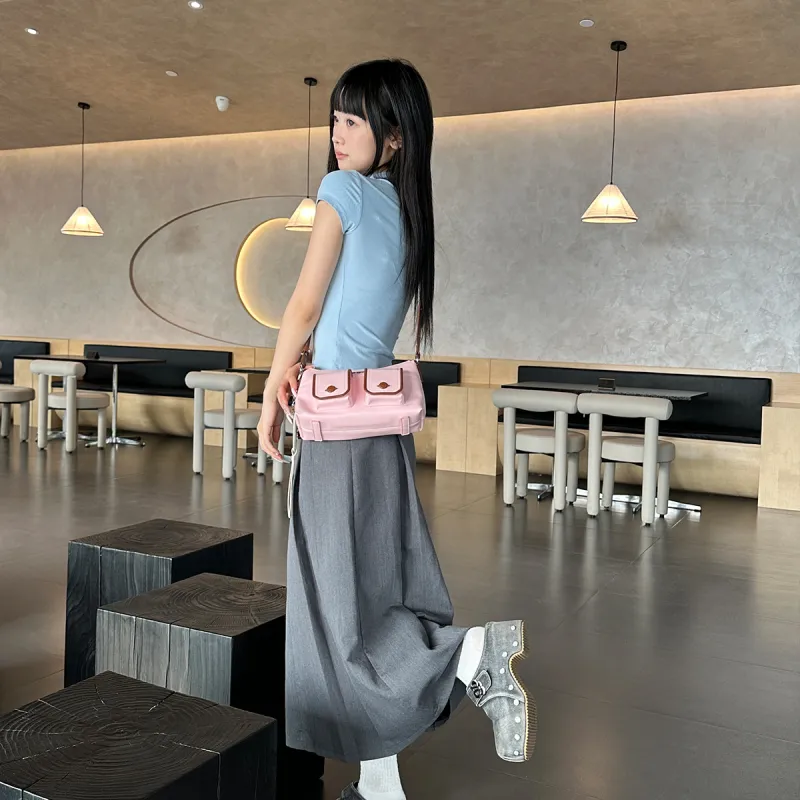 JELLYTOYBOY Cow Leather With Artificial Leather Planet Frame Shoulder Bag Shoulder Bag Women's Multicolor-9