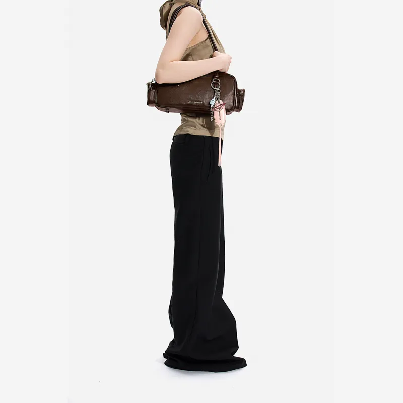 JELLYTOYBOY Cow Leather Reshaping Shoulder Bag Shoulder Bag, Handbag Women's Chocolate Brown/Pink-4