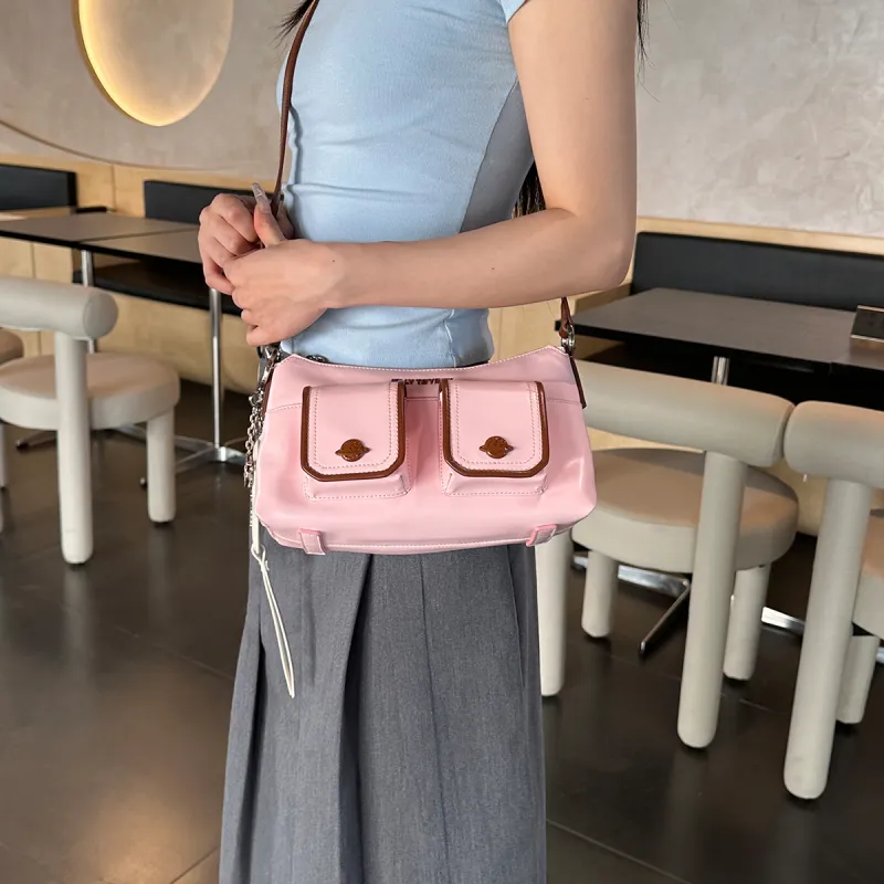 JELLYTOYBOY Cow Leather With Artificial Leather Planet Frame Shoulder Bag Shoulder Bag Women's Multicolor-10