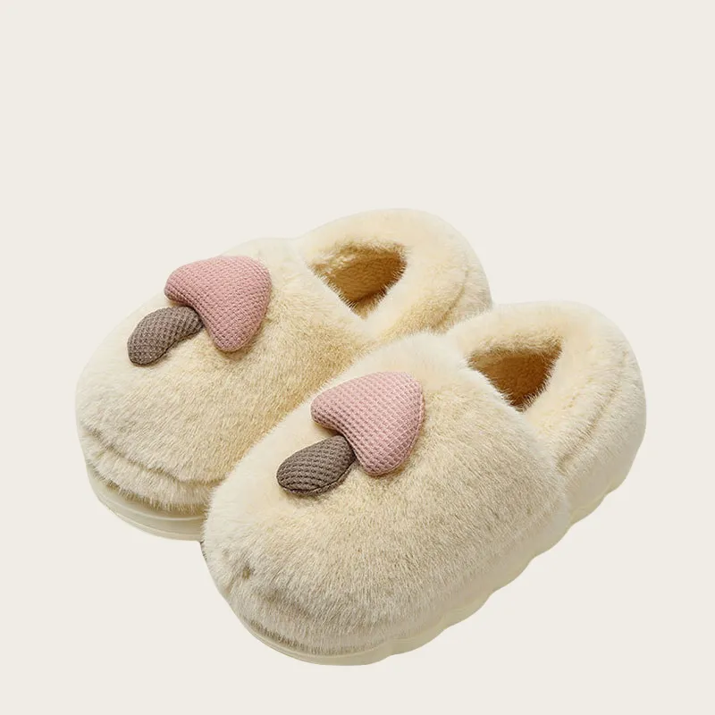Yalu Preferred Closed Toe Cotton Slippers Winter Couple Home Indoor Slip Resistant Fleece Lined Velvet Slippers-3
