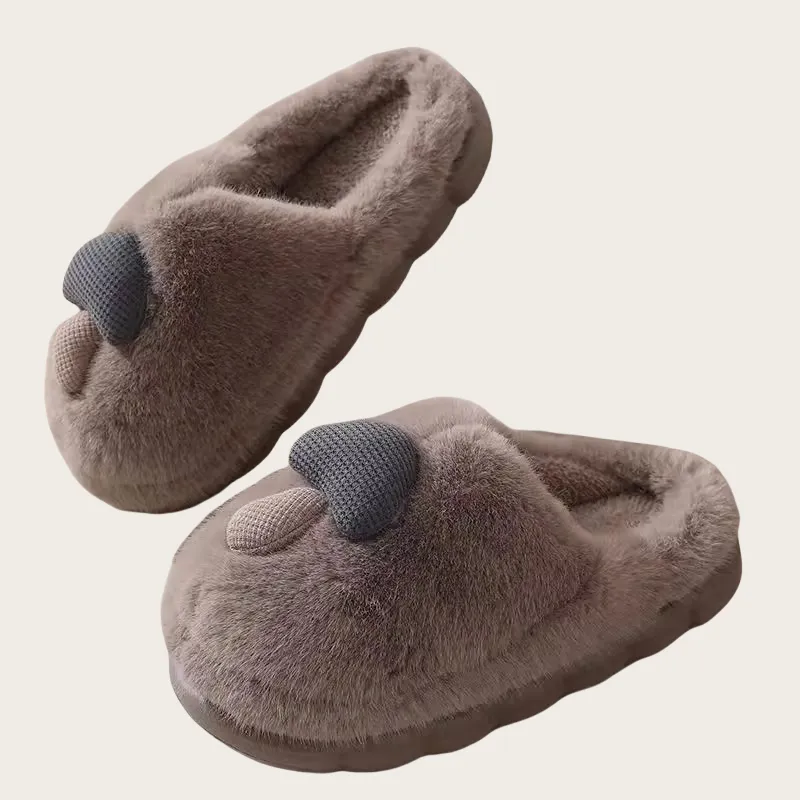 Yalu Preferred Closed Toe Cotton Slippers Winter Couple Home Indoor Slip Resistant Fleece Lined Velvet Slippers-11
