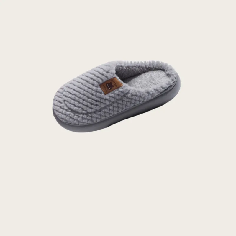 Yalu Preferred Closed Toe Cotton Slippers Winter Couple Home Indoor Slip Resistant Fleece Lined Velvet Slippers-29