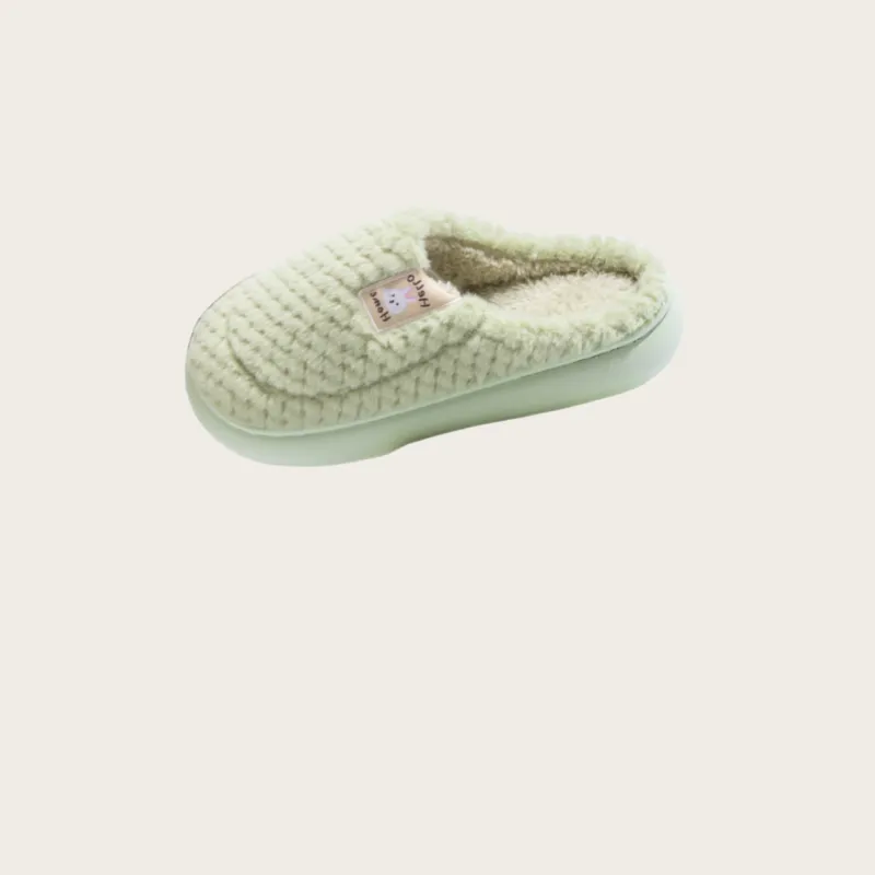Yalu Preferred Closed Toe Cotton Slippers Winter Couple Home Indoor Slip Resistant Fleece Lined Velvet Slippers-25