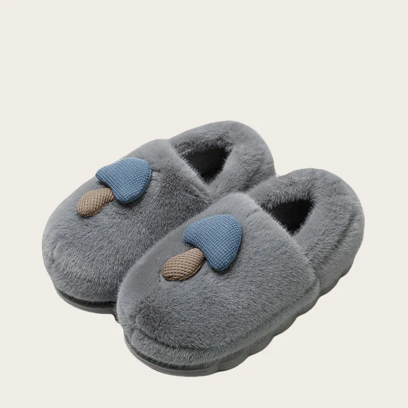 Yalu Preferred Closed Toe Cotton Slippers Winter Couple Home Indoor Slip Resistant Fleece Lined Velvet Slippers-9
