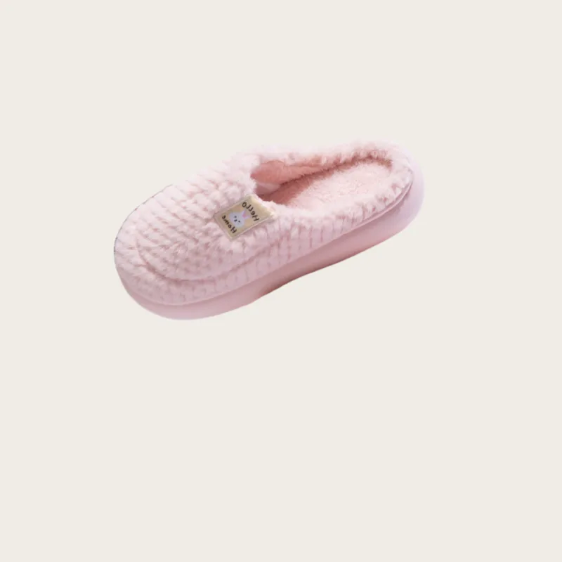 Yalu Preferred Closed Toe Cotton Slippers Winter Couple Home Indoor Slip Resistant Fleece Lined Velvet Slippers-23