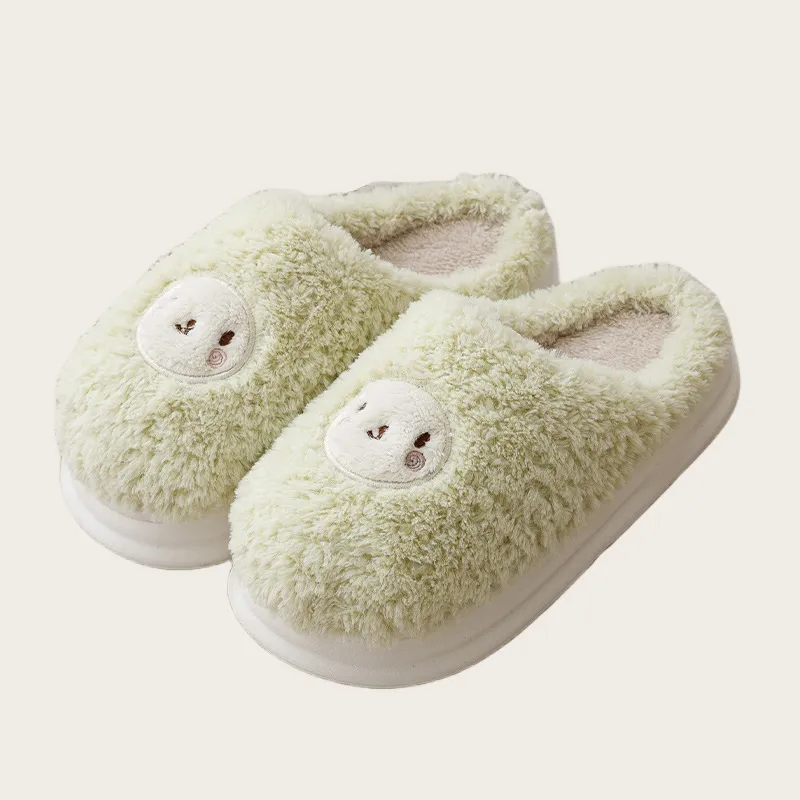 Yalu Preferred Closed Toe Cotton Slippers Winter Couple Home Indoor Slip Resistant Fleece Lined Velvet Slippers-17
