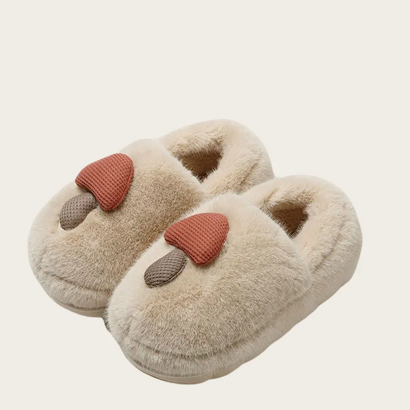 Yalu Preferred Closed Toe Cotton Slippers Winter Couple Home Indoor Slip Resistant Fleece Lined Velvet Slippers-1