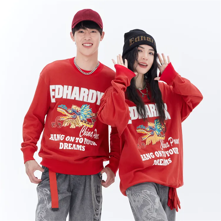 ED HARDY X Sweatshirts Unisex Red-6