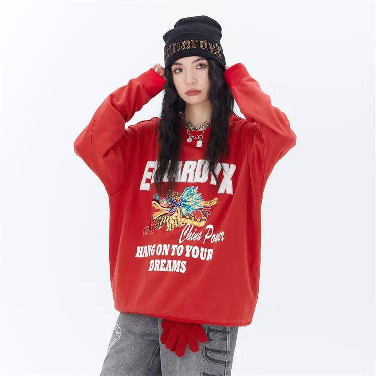 ED HARDY X Sweatshirts Unisex Red-4