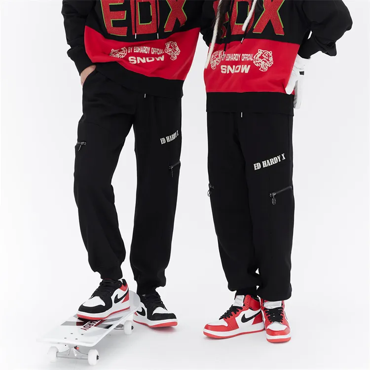 ED HARDY X Knitted Sweatpants Unisex Black-2