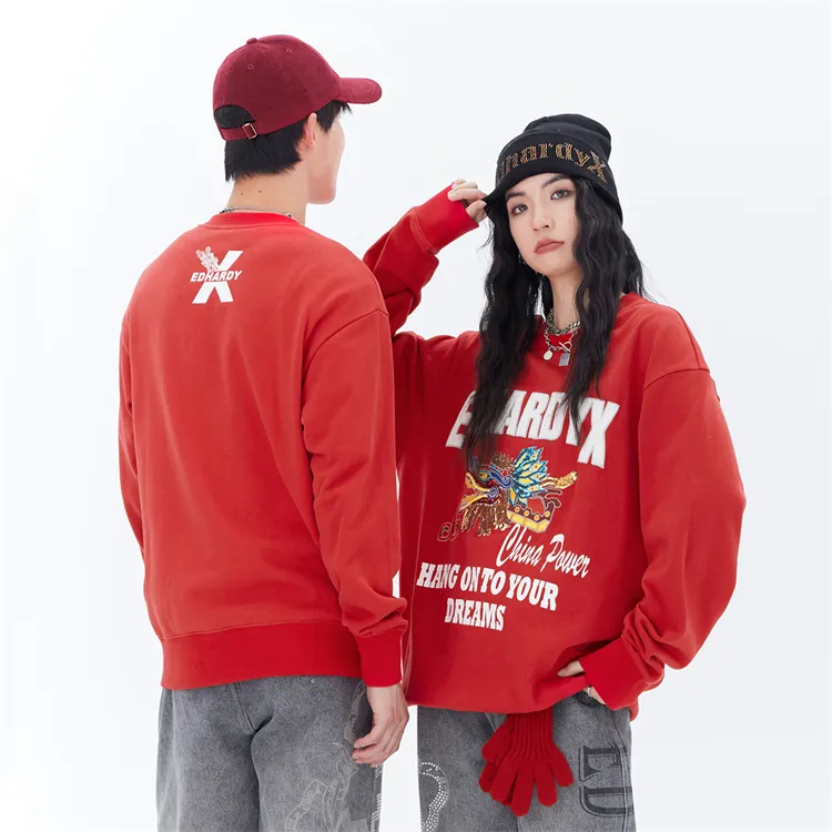 ED HARDY X Sweatshirts Unisex Red-8