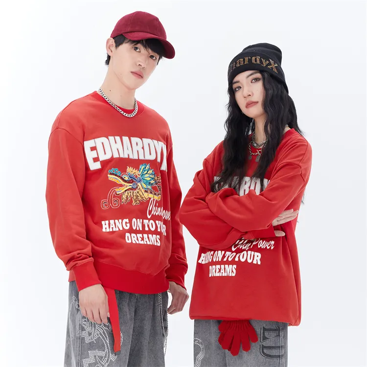 ED HARDY X Sweatshirts Unisex Red-3