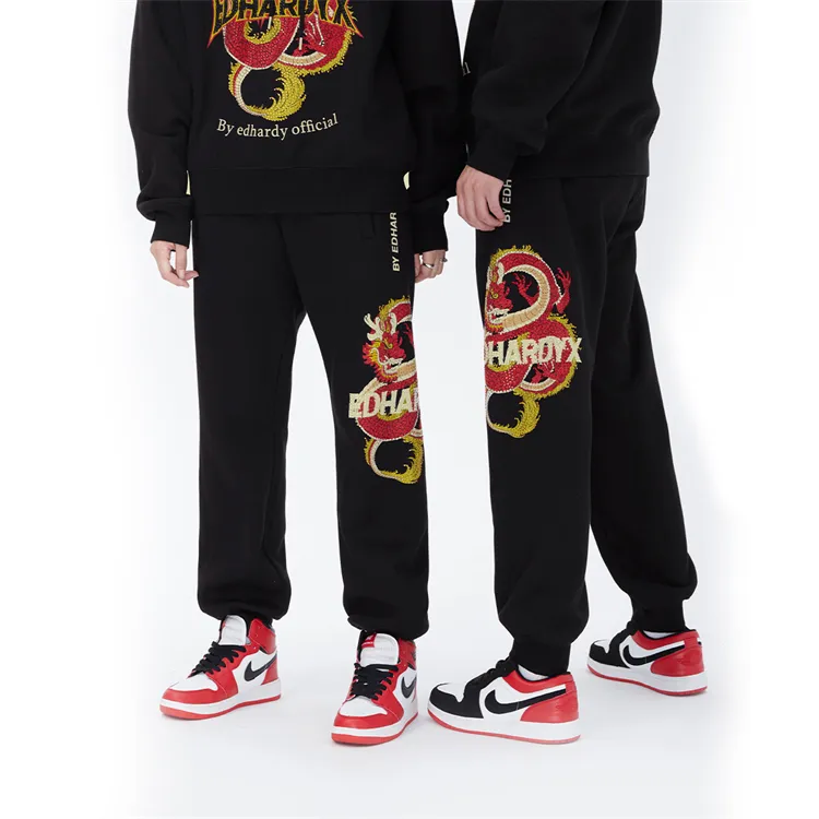 ED HARDY X Casual Pants Unisex Black-2