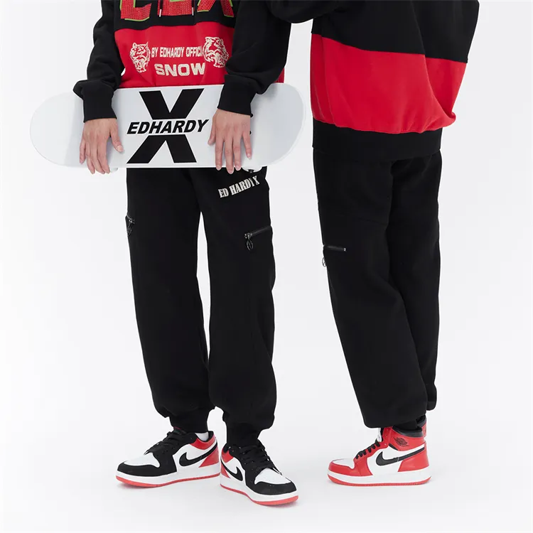 ED HARDY X Knitted Sweatpants Unisex Black-6