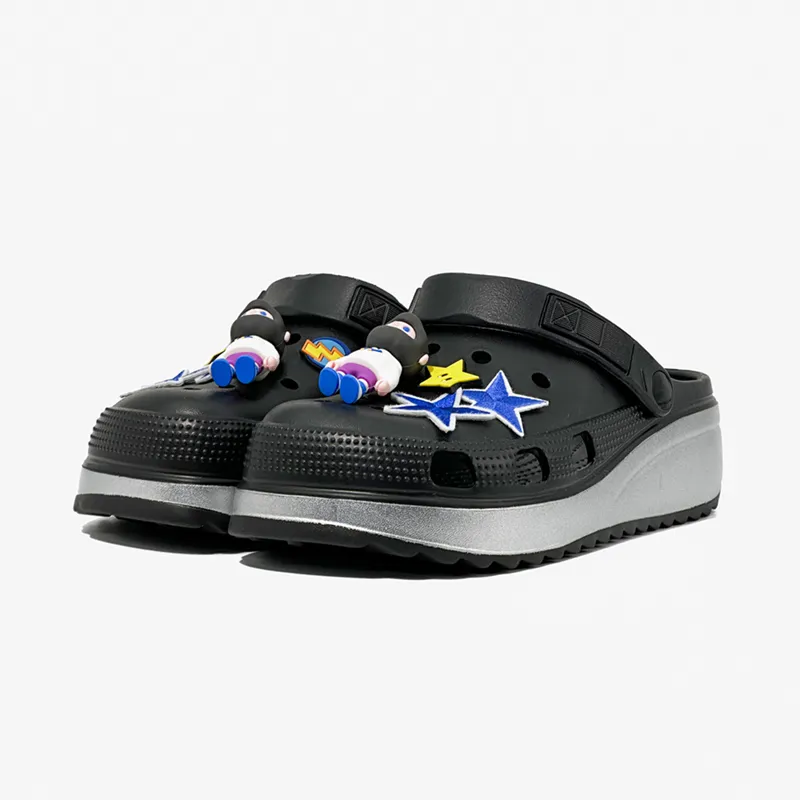 MESUCA Clogs Unisex Black Silver Frame-3