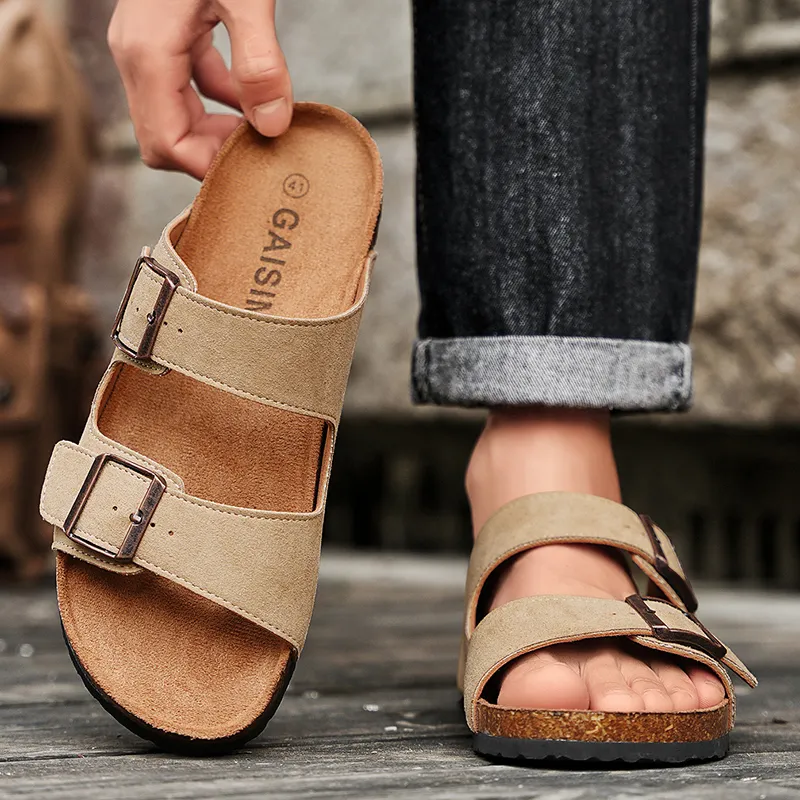 MESUCA Cork Sole Slip Resistant Slide Slippers Men's-3