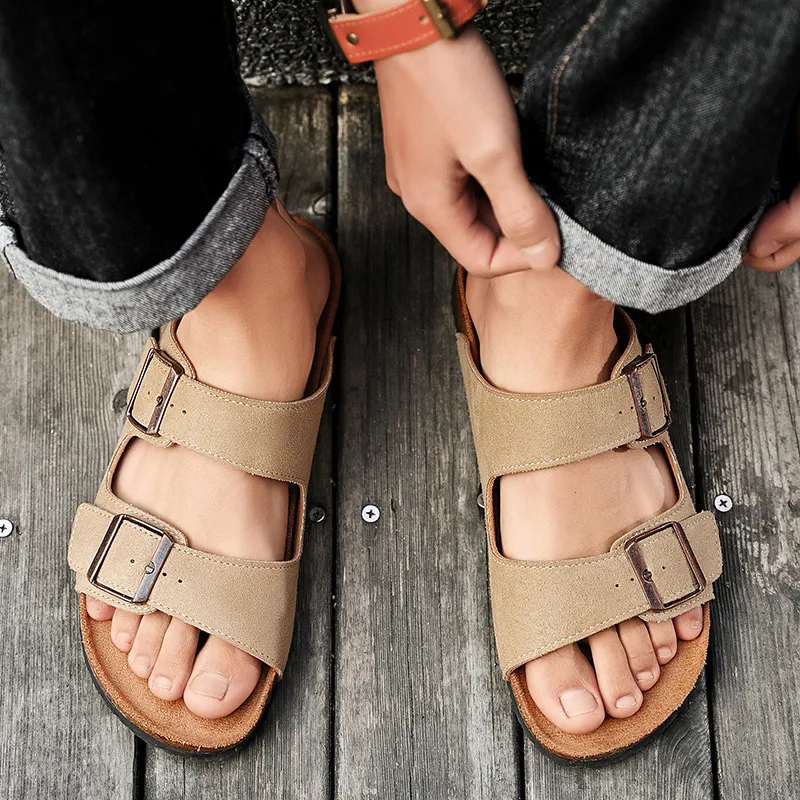 MESUCA Cork Sole Slip Resistant Slide Slippers Men's-4