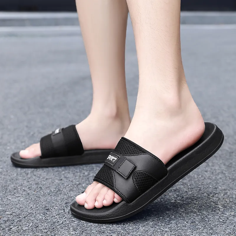 MESUCA Slip Resistant Odor Resistant Slide Slippers Men's Black-3