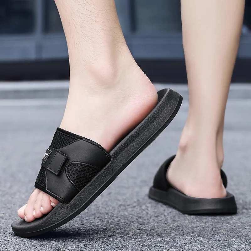 MESUCA Slip Resistant Odor Resistant Slide Slippers Men's Black-4