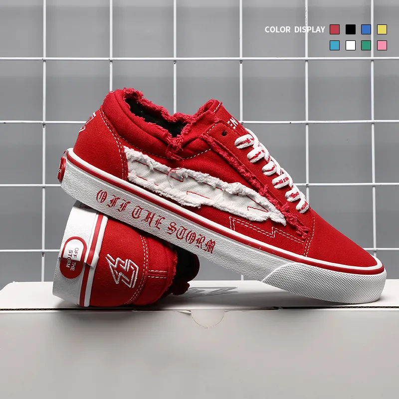 REVENFE X SPOTM x BURNING FLAME Slip Resistant, Breathable, Lightweight Low Top Canvas Shoes Unisex-6