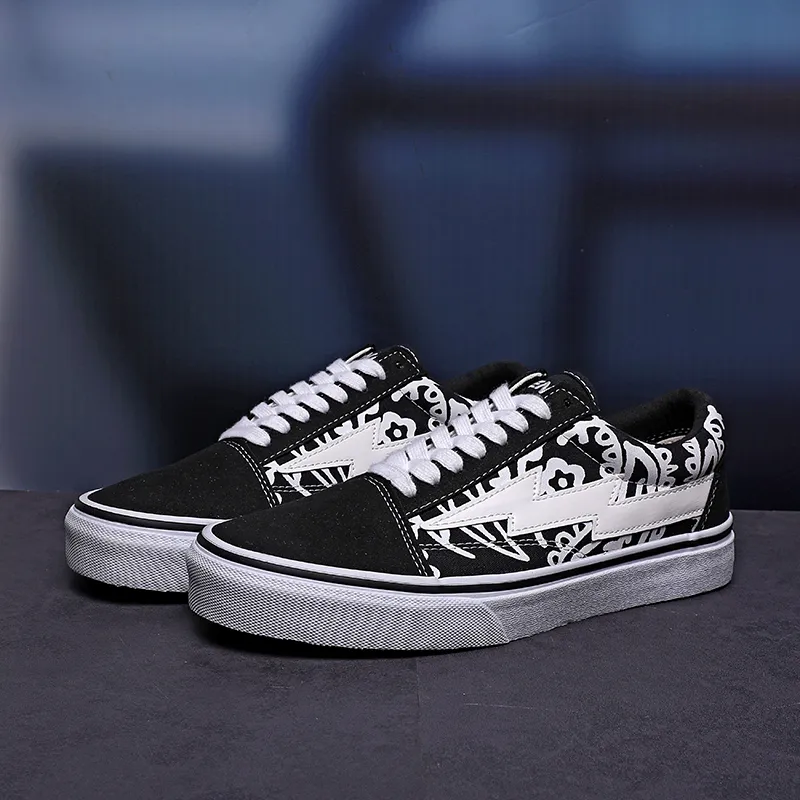 REVENFE X SPOTM x BURNING FLAME Slip Resistant, Abrasion Resistant, Breathable Low Top Canvas Shoes Unisex-59