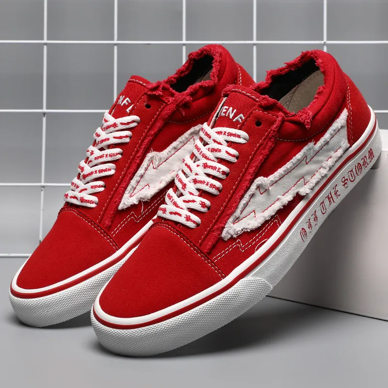 REVENFE X SPOTM x BURNING FLAME Slip Resistant, Breathable, Lightweight Low Top Canvas Shoes Unisex-7