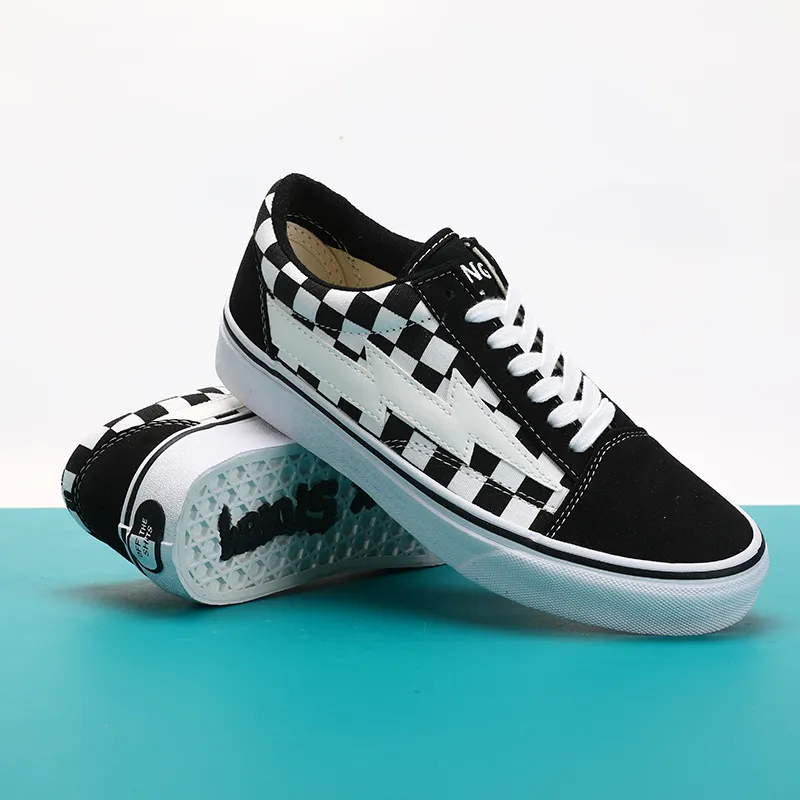 REVENFE X SPOTM x BURNING FLAME Slip Resistant, Abrasion Resistant, Breathable Low Top Canvas Shoes Unisex-34
