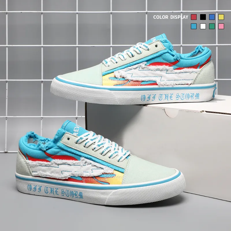 REVENFE X SPOTM x BURNING FLAME Slip Resistant, Breathable, Lightweight Low Top Canvas Shoes Unisex-19