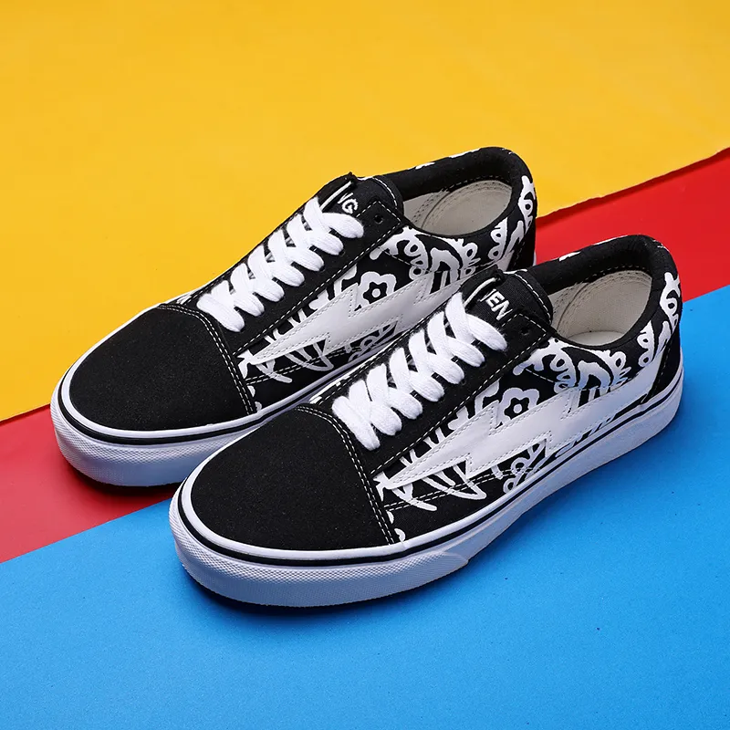 REVENFE X SPOTM x BURNING FLAME Slip Resistant, Abrasion Resistant, Breathable Low Top Canvas Shoes Unisex-58