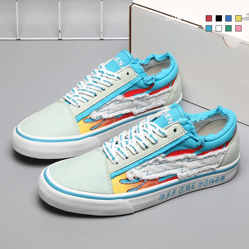 REVENFE X SPOTM x BURNING FLAME Slip Resistant, Breathable, Lightweight Low Top Canvas Shoes Unisex-18