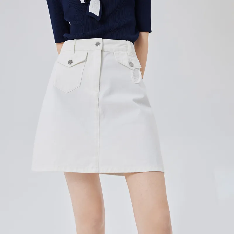 ERAL Denim Short Skirts Women's Cloud White-2