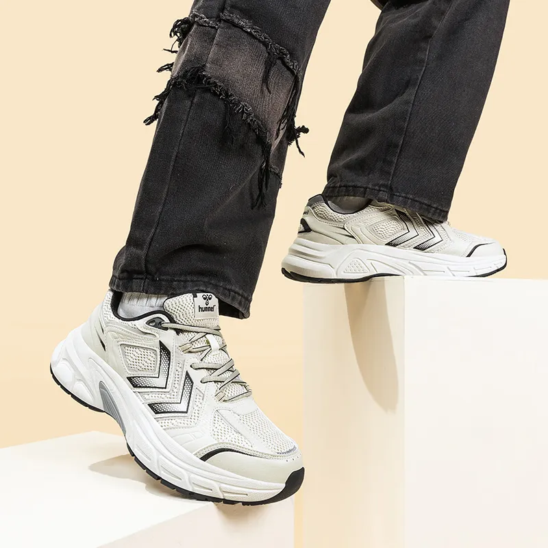 Hummel Cushioned Anti-Slip Wear-Resistant Lightweight Height Increasing Low-Top Chunky Sneakers Men's Ecru-6