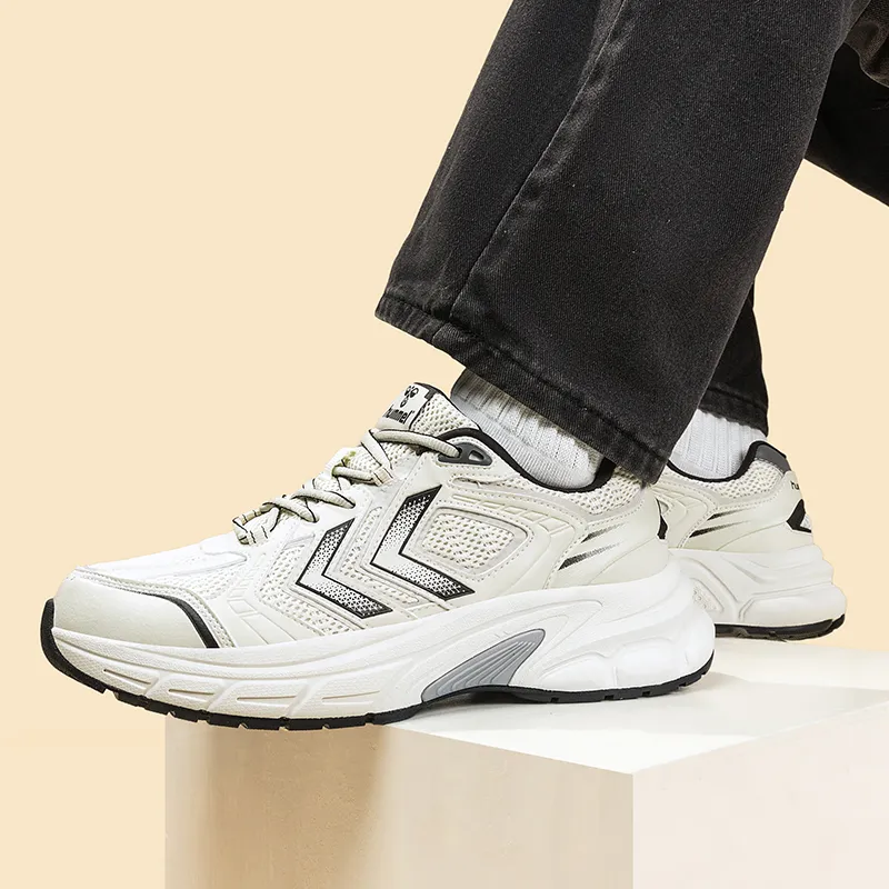 Hummel Cushioned Anti-Slip Wear-Resistant Lightweight Height Increasing Low-Top Chunky Sneakers Men's Ecru-5