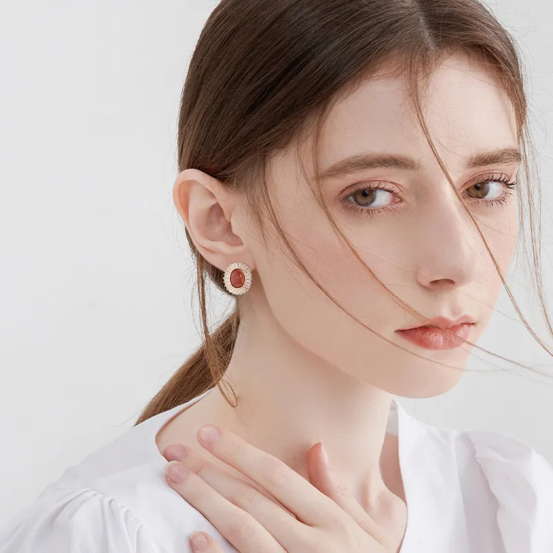 MCK 925 Silver Needles Stud Earrings Women's-4