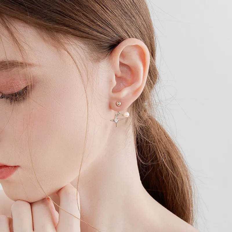 MCK 925 Silver Needles Earrings Women's-4