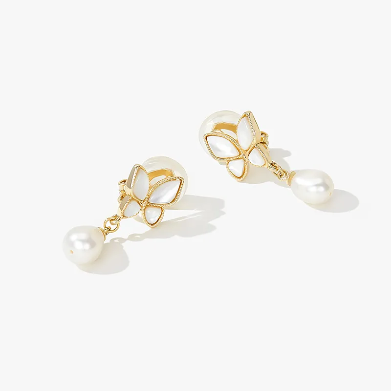MCK Shell Clip On Earrings Women's-4