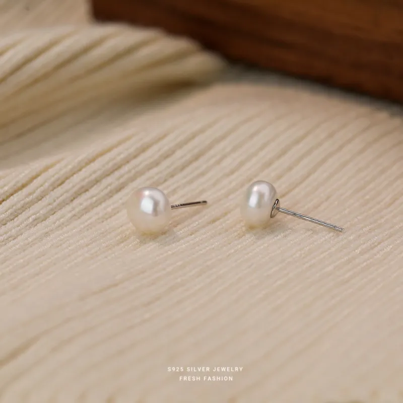 MCK S925 Silver Stud Earrings Women's-3