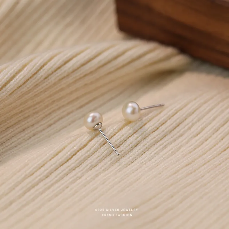 MCK S925 Silver Stud Earrings Women's-6