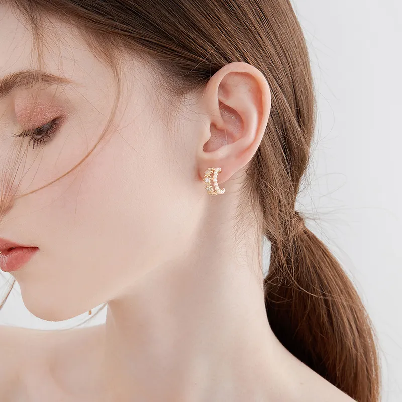 MCK 925 Sterling Silver Needle Earrings Women's-3